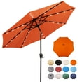 thumbnail image 1 of Sun-Ray 9 FT 32 LED Patio Solar Umbrella w/ Push Button Tilt and Crank Outdoor Umbrella, 8 Sturdy Ribs, UV Protection, Solution-Dyed Fabric, Orange, 1 of 7