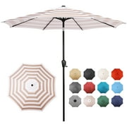Sun-Ray 9 FT Patio Umbrella w/ Push Button Tilt and Crank Outdoor Umbrella, 8 Sturdy Ribs, UV Protection, Solution-Dyed Fabric, Teal