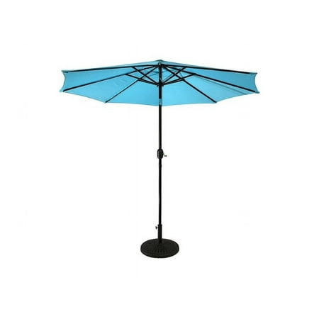 Sun Ray - 9' Round Solar Lighted Umbrella - Aqua