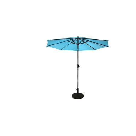 Sun Ray - 9' Round Solar Lighted Umbrella - Aqua