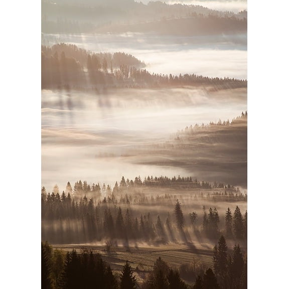 Sun Rays Through Mist Print Wall Art, Modern Wall Decor For Living Room Bedroom, 8x12 UNFRAMED