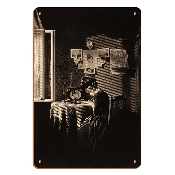 Sun Rays on Paula - Berlin, Germany - Vintage B&W Photograph by Alfred Stieglitz c.1889 - 8 x 12 inch Vintage Wood Art Sign