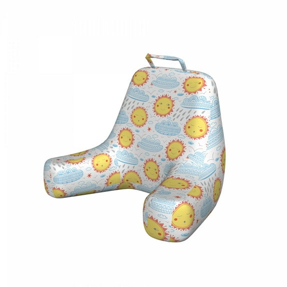 Sun Reading Pillow Cover, Continuous Weather Conditions Sunny Clouds Rain, Unstuffed Printed Bed Rest Case from Soft Fabric, XL Size, White Multicolor, by Ambesonne