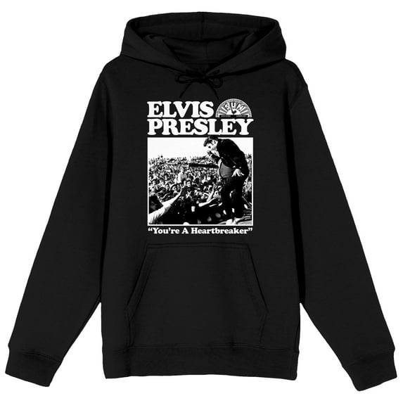 Sun Records Elvis Presley You're A Heartbreaker Adult Black Hoodie-3XL