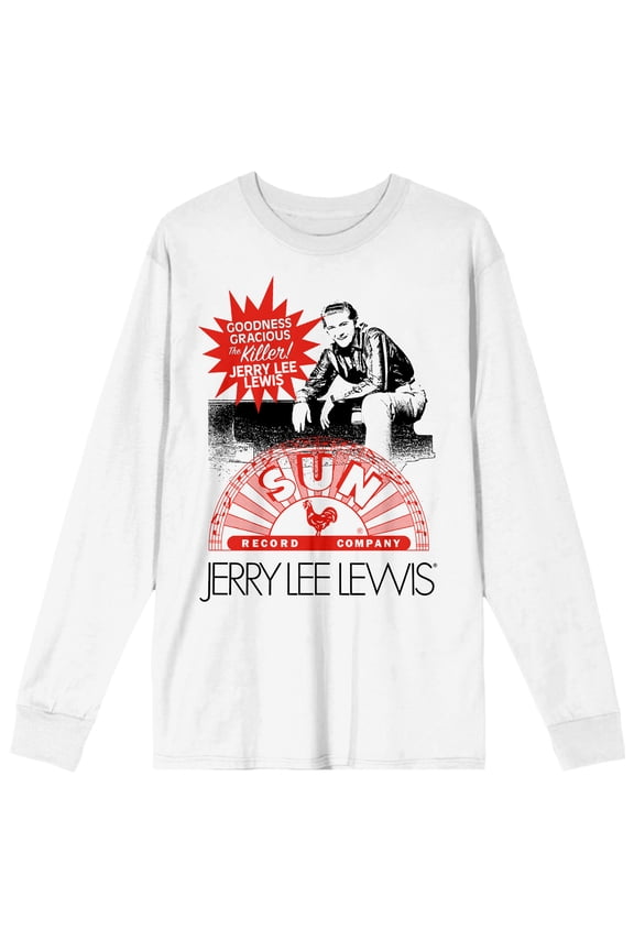 Sun Records Goodness Gracious The Killer Crew Neck Long Sleeve White Adult Tee-Large
