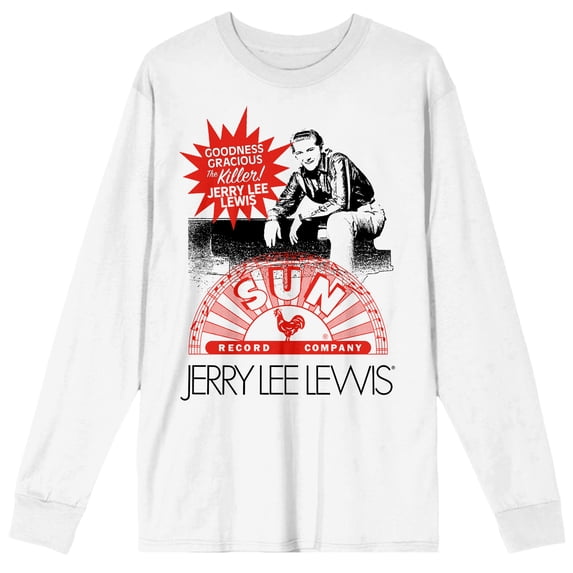 Sun Records Goodness Gracious The Killer Crew Neck Long Sleeve White Adult Tee-XXL