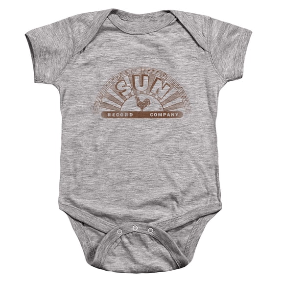 Sun Records Half Logo Distressed Unisex Infant Snap Suit for Baby (12 Months) Athletic Heather