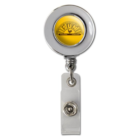 Sun Records Half Logo Retractable Reel Chrome Badge ID Card Holder Clip