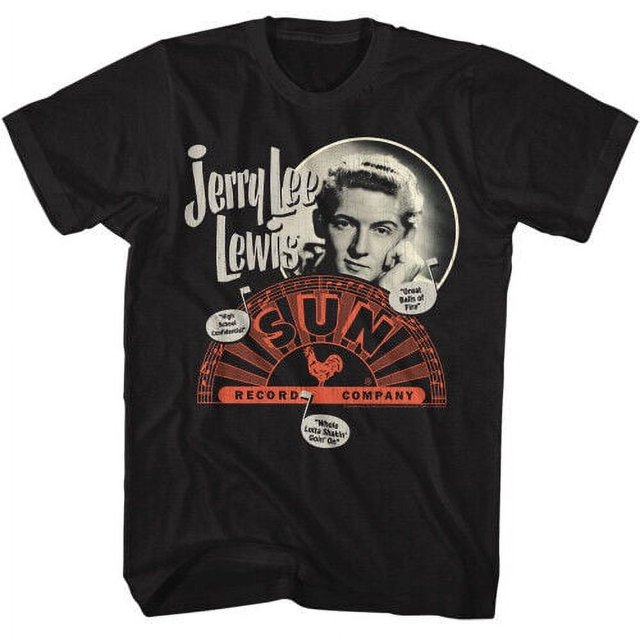 Sun Records Jerry Lee Lewis Music Note Song Titles Black TShirt