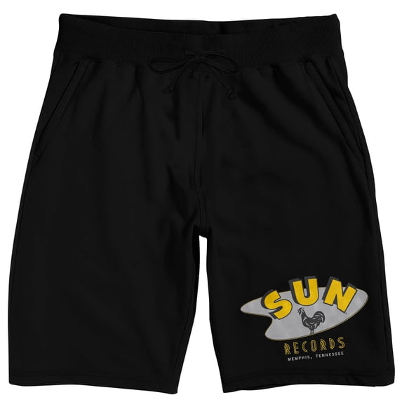 Sun Records Logo Men's Black Lounge Shorts-Small