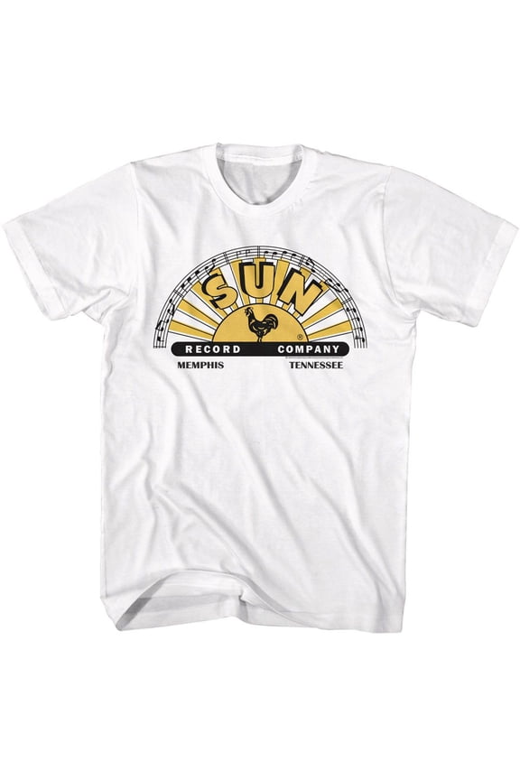 Sun Records Logo With Offset Color White Adult T-Shirt