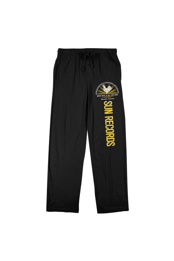 Sun Records Memphis Logo Men's Black Sleep Pants With Drawstring-XXL