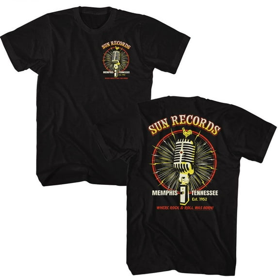 Sun Records Microphone Burst Black Adult T-Shirt ***F&B*** 4Xl