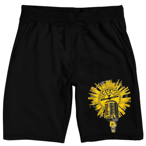 Sun Records Microphone Logo Men's Black Graphic Lounge Shorts-Medium