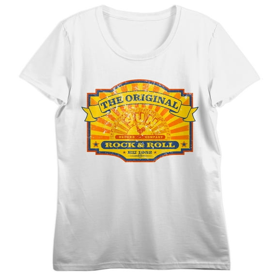 Sun Records The Original Rock and Roll Women's White Short Sleeve Tee-XXL