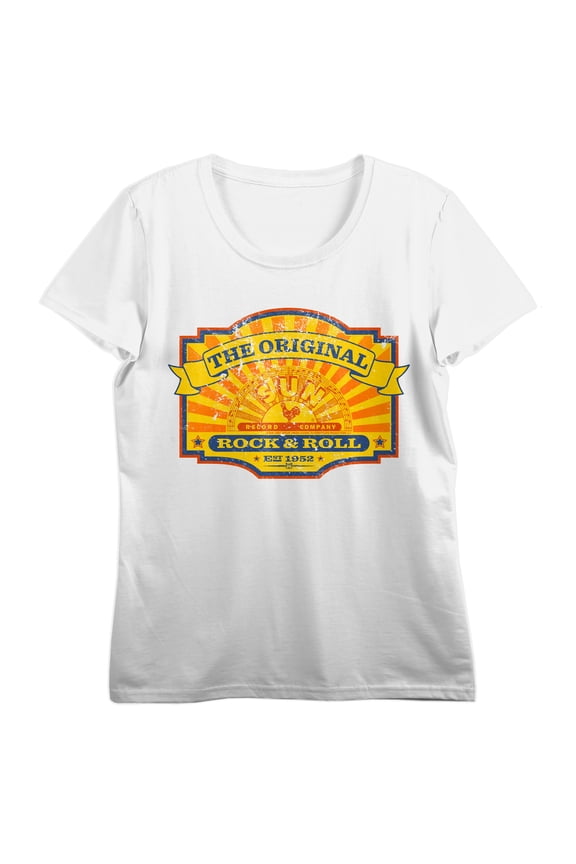 Sun Records The Original Rock and Roll Women's White Short Sleeve Tee-XXL