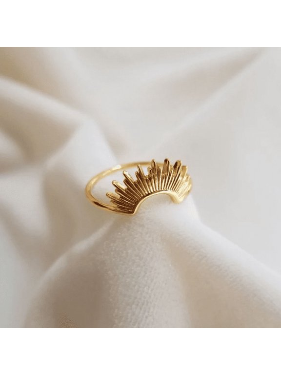 Sun Ring - Rising Sun Ring - 14k Yellow Gold Finish Dainty Ring - Spike Ring - Statement Ring - Trendy Ring - Celestial Ring - Minimalist Ring