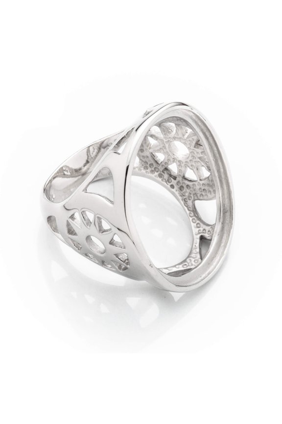 Sun Ring Setting with Oval Bezel Mounting in Sterling Silver 21x27mm | MTR140 (10)