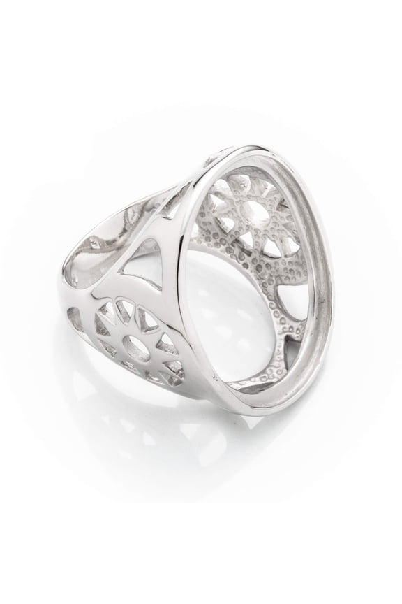 Sun Ring Setting with Oval Bezel Mounting in Sterling Silver 21x27mm | MTR140 (11)