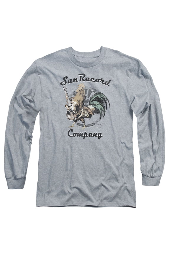 Sun Rockin Rooster Logo Long Sleeve Adult 18/1 T-Shirt Athletic Heather