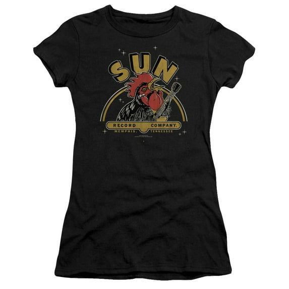 Sun Rocking Rooster S/S Junior Women's T-Shirt Sheer Black