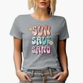 thumbnail image 1 of Sun, Salt, Sand, 90s Retro Summer Groovy Text Art Merch Gift, Heather Grey T-Shirt, Medium, 1 of 5