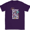 thumbnail image 1 of Sun Salt Sand T-Shirt Funny Beach Vacation Trip Ocean Humor Graphic Text Tee - Purple, L, 1 of 1