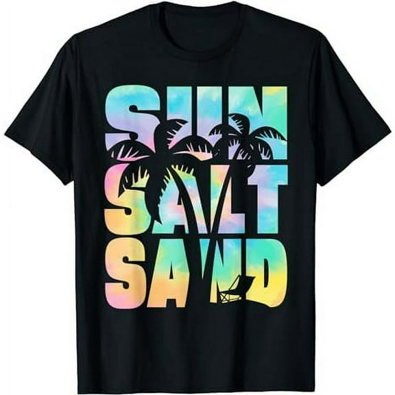 Sun Salt Sand Tie Dye Palm Tree Unisex Summer Vacation Short Sleeve T-Shirt