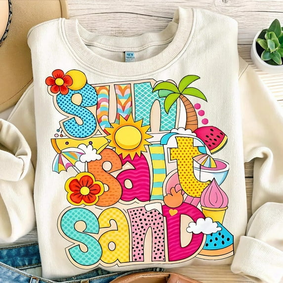 Sun, Salt, and Sand Sweatshirt, Retro Summer Beach Sweatshirt, Summer Vibes Sweatshirt, Beach Vibes Sweatshirt