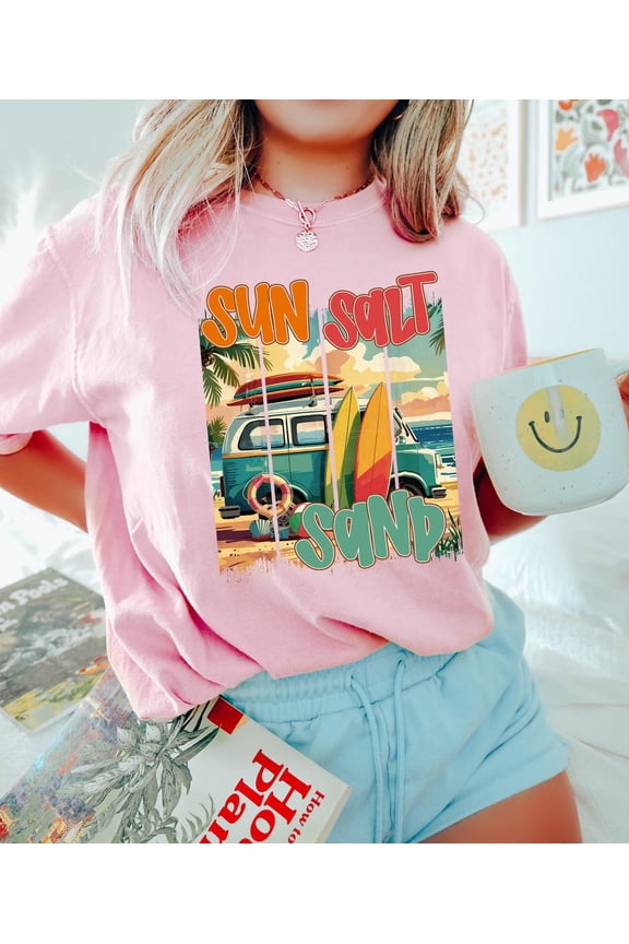 Sun Salty Sand Sunshine Summer Vibes Beach Lake Life T-Shirt - All Size S-5XL
