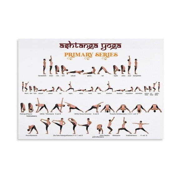 Sun Salutation A B Yoga Flow Poster Surya Namaskar Sequence Chart with Step by Step Poses Sanskrit English Guide for Home Studio Meditation Decor