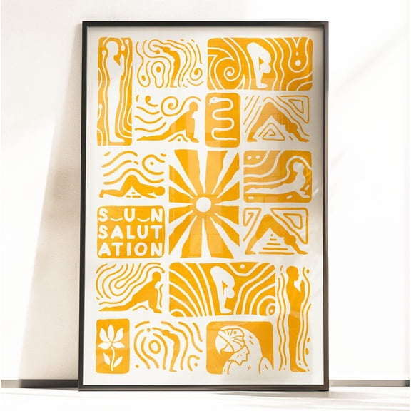 Sun Salutation Poster: A Powerful Tribute To Solar Vitalization. Yoga Poster. Sun Salutation Print. Juicy Mango Colour Variant Wall Art, Modern Wall Decor, 8x12 UNFRAMED