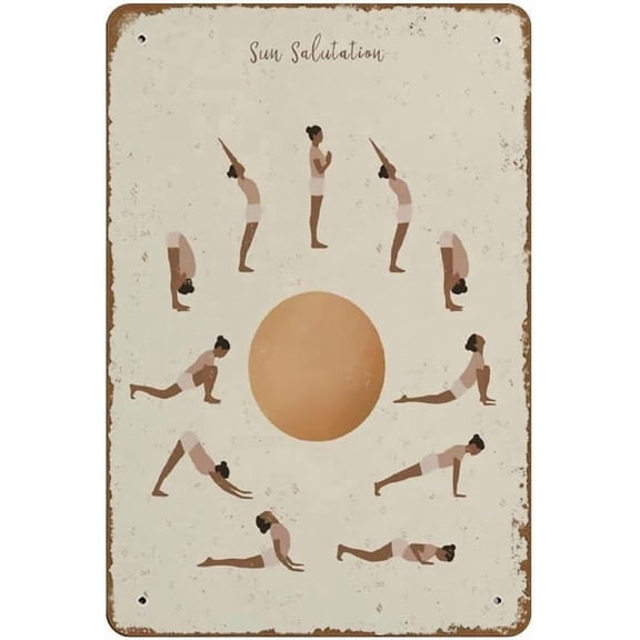 Sun Salutation Printable Yoga Poses Surya Namaskar Yoga Printable Art Yoga for Teachers Sun Salutation Print Yoga Wall Art Novelty Tin Metal Sign Plaque Bar Pub Vintage Retro Wall Dcor 8x12 inches