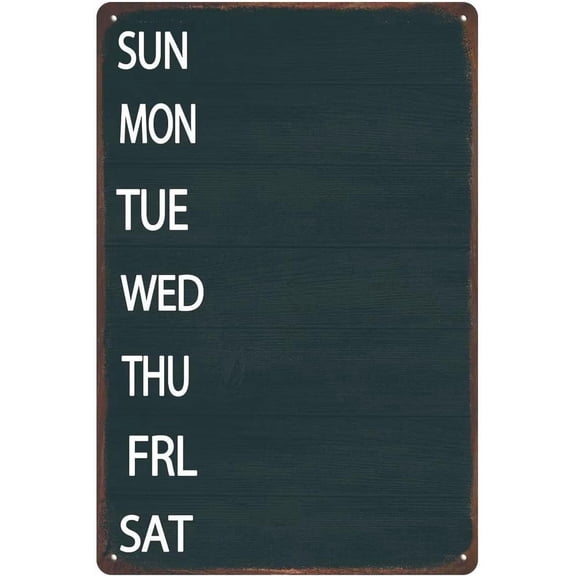 Sun-Sat Metal Weekly Menu Board - Rustic Chalkboard Hanging Plaque - Wall Art Decor for Home, Dining Room, Kitchen - 8x12 Inches Tin Sign