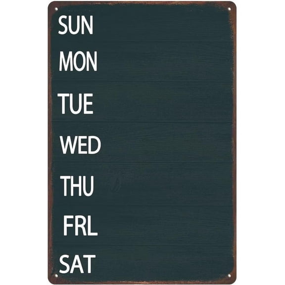 Sun-Sat Metal Weekly Menu Board - Rustic Chalkboard Hanging Plaque - Wall Art Decor for Home, Dining Room, Kitchen - 8x12 Inches Tin Sign
