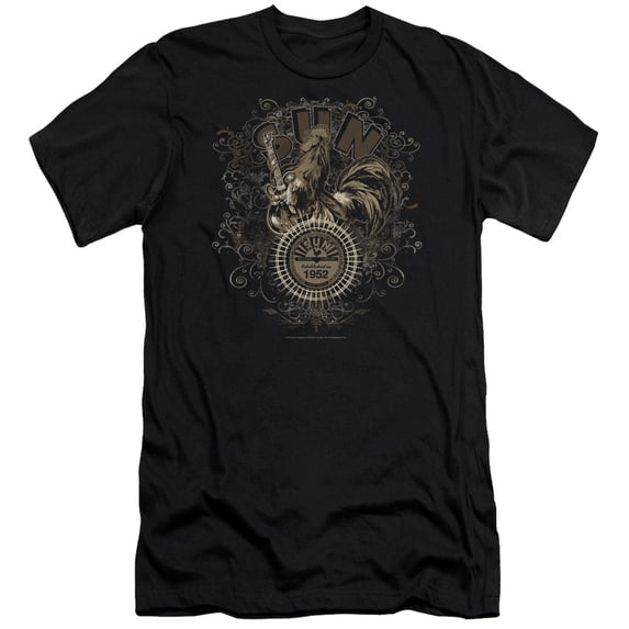 Sun Scroll Around Rooster Premium Canvas Adult Slim Fit 30/1 T-Shirt Black