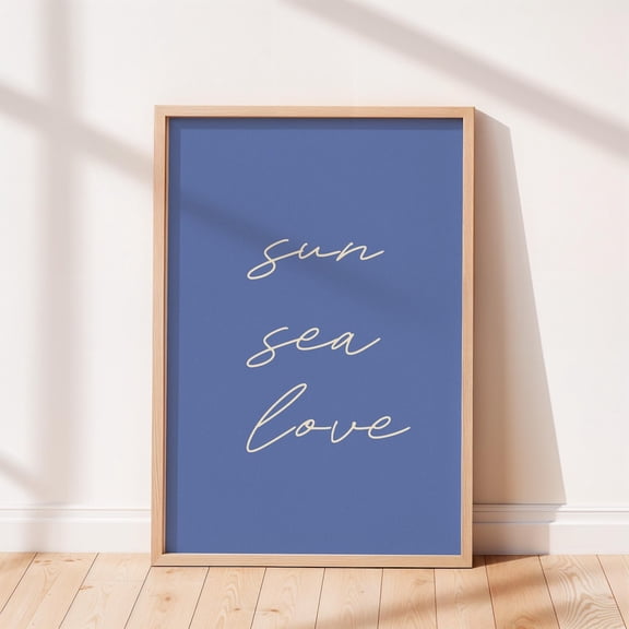 Sun Sea Love Typography Poster, Beach House Home Decor, Minimal Wall Art, Aesthetic Decor, Ocean Lover Wall Decor,, Unframed Poster Size 24x36