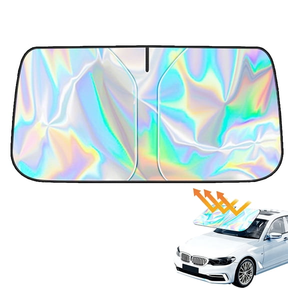 Sun Shade for Car Windshield, Foldable Reflective Windshield Sun Shade, Laser Aluminum Foil Front Window Cover, Heat Blocking UV Sunshade Visor Protector for Car Truck SUV (S)