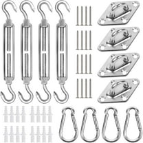 Sun Shade Hardware Kit for Rectangle and Square Sun Shade Sails Installation,5 inch Anti-Rust Sail Shade Hardware Kit with 30 ft 1/8 OD Heavy Duty Cable Wire Ropes D