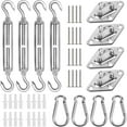 thumbnail image 1 of Sun Shade Hardware Kit for Rectangle and Square Sun Shade Sails Installation,5 inch Heavy Duty Anti-Rust Sail Shade Hardware Kit with 50 ft Cable Wire Ropes D, 1 of 5
