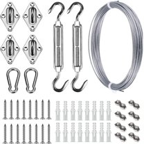 Sun Shade Hardware Kit for Rectangle and Square Sun Shade Sails Installation,5 inch Heavy Duty Anti-Rust Sail Shade Hardware Kit with 50 ft Cable Wire Ropes