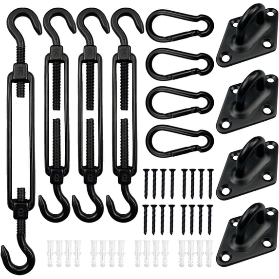 Sun Shade Sail Hardware Kit, 304 Stainless Steel for Triangle/Square/Rectangle Canopy, Heavy Duty Wind-Resistant Garden Patio Awning Accessories D