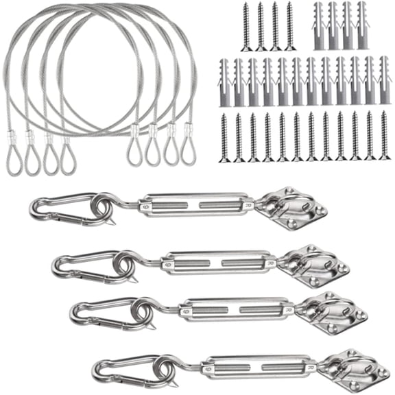 Sun Shade Kit Shade Sail Hardware Kit Sail Installation for Canopy Awning 44PCSShade