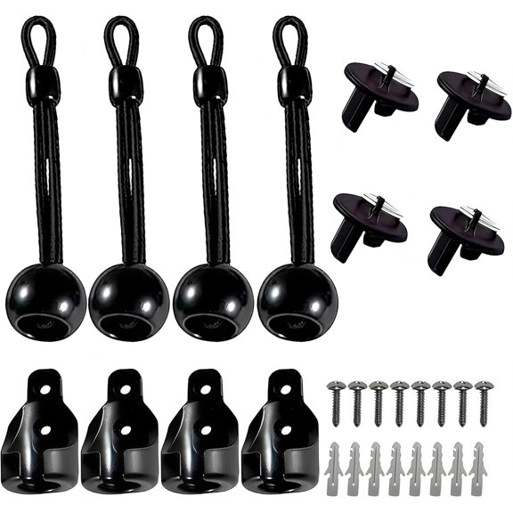 Sun Shade Replacement Parts Kit, Black, 2 Sets | Reinforced Tie Downs & End Caps with Rings, Weather-Resistant, Compatible with Coolaroo, Outdoor Blinds & Roller Shades