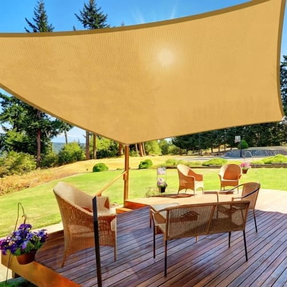 Sun Shade Sail,10'x 13' Heavy Duty UV Protection Beach Shade Canopy Wind Sail,Tear and Rust Resistant Patio sail Shade for Yard Deck Lawn Garden Rectangle Sunshade(Sand)