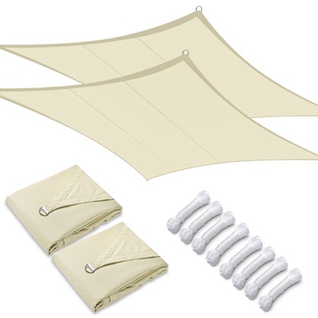 Sun Shade Sail 10x13 Ft 97% UV Block Rectangle Canopy Outdoor Pool Beige 2 Packs