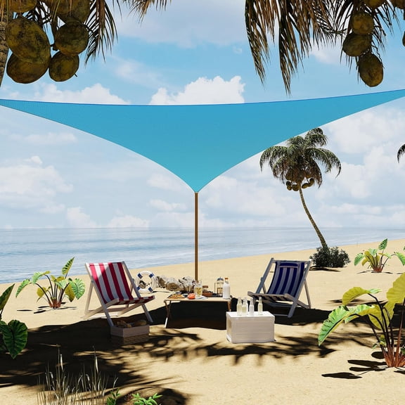 Sun Shade Sail 12'X12'X12' Triangle, Shade Cloth Canopy & Sunshade for Patio - UV Block Outdoor Shade Sail for Backyard, Deck, Garden, Yard and Facilities, Blue