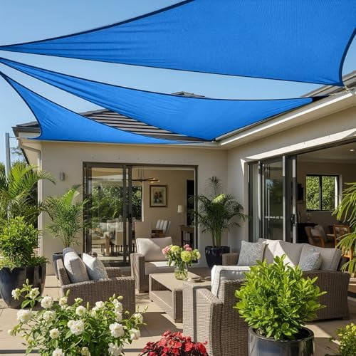 Sun Shade Sail 12'x12'x17' Triangle for Patio Outdoor, Blue$$Garden & Patio