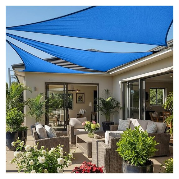 Sun Shade Sail 12'x12'x17' Triangle for Patio Outdoor, Blue