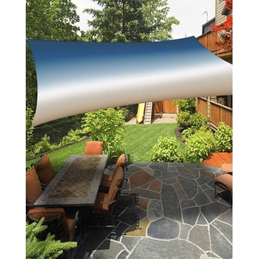 Sun Shade Sail 12x16Ft Blue Khaki Gradient Uv Block Sunshade Canopy Outdoor Shade Cover Rectangle Shade Cloth For Patio Garden Yard Deck Pergola